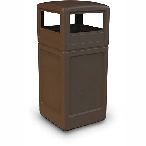 Commercial Zone-73293799 PolyTec 42 Gallon Square Waste Container with Dome Lid Color: Brown - Image 2