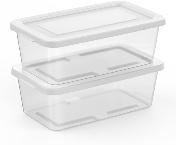 Sterilite 6 Quart Clear Storage Bins with Lids, 18-Pack Plastic Storage Containers, Clear Stackable Storage Bins Box for Closet, Garage, Classroom, Home Organization and Storage, Cloth Included - Image 9