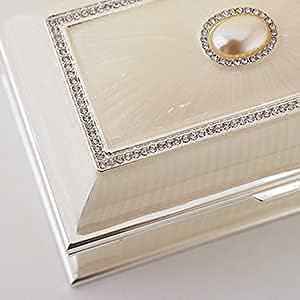 LASODY Rectangular Pearl Metal Jewelry Box Jewelry Organizer Box Jewelry Chest,Trinket Boxes For Women,Mother Day Anniversary Wedding Gifts - Image 2