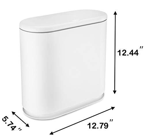Sooyee 10 Liter Rectangular Plastic Trash Can Wastebasket with Press Type Lid,2.4 Gallon Garbage Container Bin for Bathroom,Powder Room,Bedroom,Kitchen,Craft Room,Office (Cream White) - Image 5