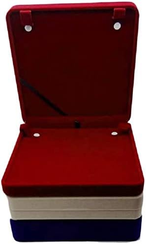 Jewelry Set Velvet Box Necklace Earring Ring Necklace Bracelet Gift Display Case Wedding Jewelry Storage Holder (Wine Red for Long Pearl Chain) - Image 3