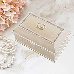 LASODY Rectangular Pearl Metal Jewelry Box Jewelry Organizer Box Jewelry Chest,Trinket Boxes For Women,Mother Day Anniversary Wedding Gifts - Image 4