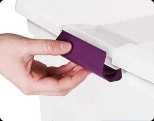 Sterilite 17511712 6 Quart Clearview Latch Storage Container with Plum Handles - Image 2