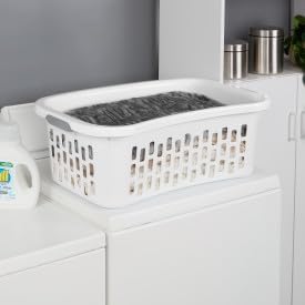 Sterilite 24 Pack HipHold Laundry Basket, Plastic Rectangle Clothes Hamper with Comfort Grip Handles & Reinforced Rim, 1.5 Bushel Capacity, White - Image 6