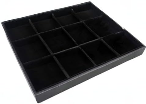Large Velvet Jewelry Tray, Drawer Organizer for Jewelry in Dresser, Stackable Jewelry Drawer Organizer Inserts for Earring Necklace Bracelet Rings(Black,12grid) - Image 8