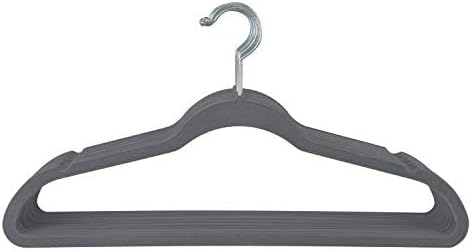 Simplify 10 Super Slim Velvet Huggable Hangers in Grey by Simplify