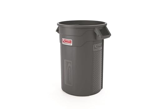 Suncast Commercial Products 32 Gallon Trash Can with Vented Channels, Ergonomic Handles, Rolled Upper Lip, Made in the USA, Gray - Image 4
