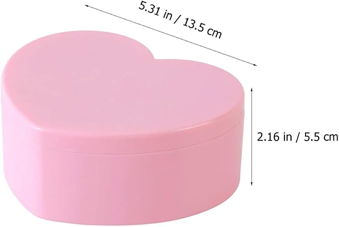Cabilock 4 PCS Heart Shape Double Layer Jewelry Box with Mirror, Portable Jewelry Organizer Case for Earrings Rings Necklaces Desk Topper Organizer, Pink - Image 3