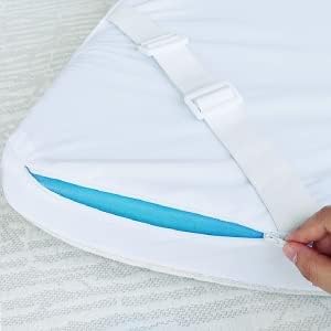 Mattress Topper Cover Protector Queen Size 2 Inch, 100% Waterproof Viscose Cooling Mattress Topper Encasement Zippered with Adjustable Straps, Fit Memory Foam Mattress