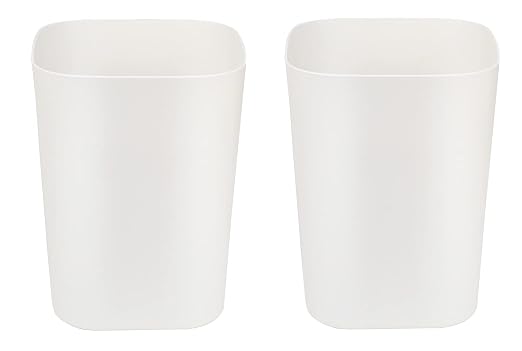Besli 2 Gallon Small Trash Can Garbage Can Wastebasket for Bathroom Bedroom Kitchen Office (White, 2 Pack) by Besli
