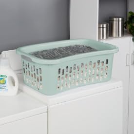 Sterilite 18 Pack HipHold Laundry Basket, Plastic Rectangle Clothes Hamper with Comfort Grip Handles & Reinforced Rim, 1.5 Bushel Capacity, Mint - Image 5