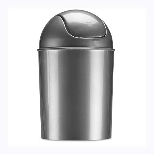 Umbra 1.25 Gallon Mini Waste Can with Removable Swing-Top Lid - Small Garbage Bin for Kitchen, Bathroom, Bedroom, Office - Compact Trash Can Fit Under Tables & Counters - Silver - Image 6