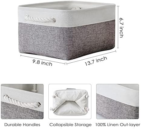 TheWarmHome Organization and Storage Basket for Shelves - 1 Pack 14x10x6.7 inch Collapsible Storage Bins, Fabric Storage Cubes for Closet Organizer Toy Gift Cloth (White & Grey) - Image 7
