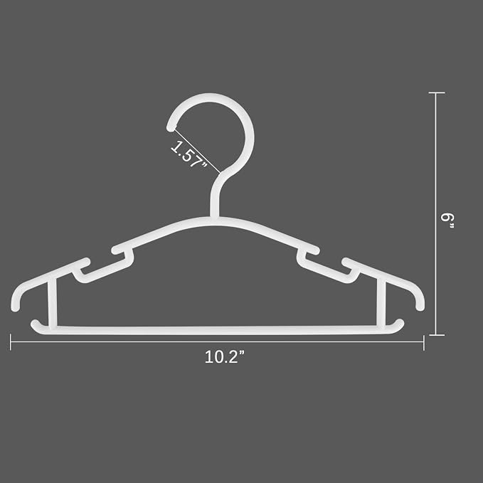 GoodtoU Baby Hangers 100 Pack, Plastic Infant & Toddler Clothes Hangers with Non-Slip Shoulder Notches, Space-Saving Nursery Closet Hangers for Newborn, White - Image 4