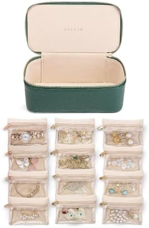 NCONCO Travel Jewelry Box, Portable PU Leather Travel Jewelry Organizer with 12pcs Velvet Bags Compact & Lightweight Travel Jewelry Case for Necklaces Rings Earrings Sorting Storage - Image 7