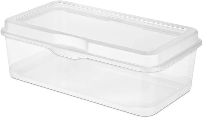 Sterilite Large FlipTop, Stackable Small Storage Bin with Hinging Lid, Plastic Container to Organize Desk at Home, Classroom, Office, Clear, 1-Pack - Image 2