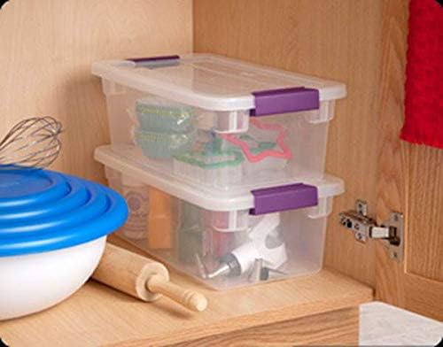 Sterilite 17511712 6 Quart Clearview Latch Storage Container with Plum Handles - Image 3