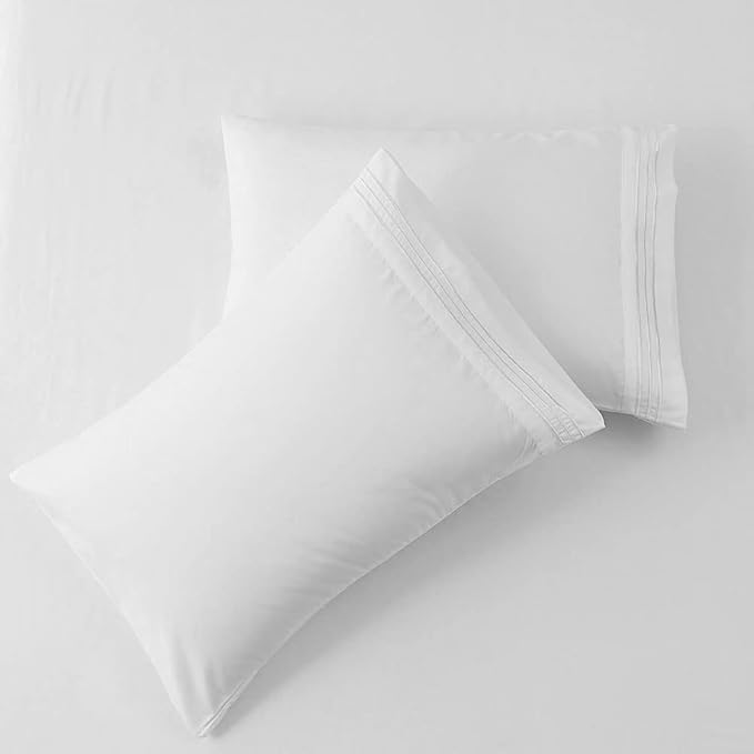 SONORO KATE Bed Sheet Set Super Soft Microfiber 1800 Thread Count Luxury Egyptian Sheets 18-Inch Deep Pocket Wrinkle and Hypoallergenic-4 Piece(Full White)