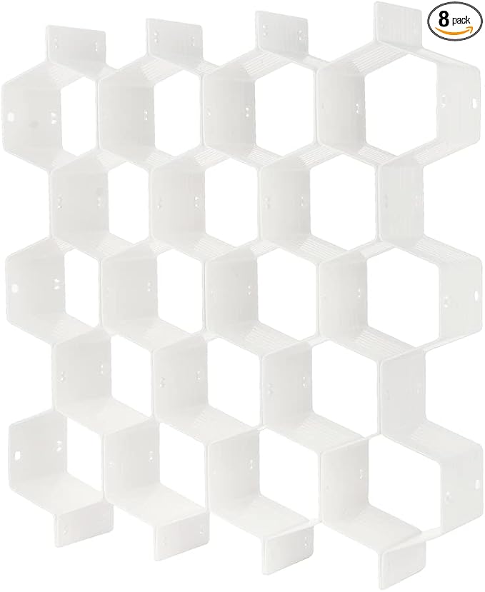 Poeland Drawer Divider Organizer Adjustable DIY Grid Honeycomb Drawer Divider for Underwear Belt Scarf Socks White by Poeland