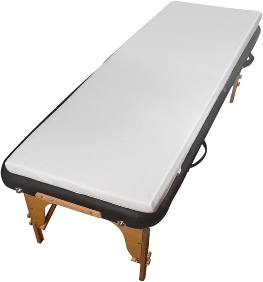 White Lash Bed Topper Memory Foam, 73x24x2 inch, Removable Cover, Non-Slip, For Massage & Beauty