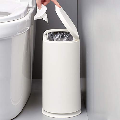 IEEK 12 Liter Rectangular Plastic Trash Can with Press Top Lid,White Modern Wastebasket Thin Trash Cans,3.2 Gallon Garbage Container Bin for Bathroom,Bedroom,Kitchen,Office and Powder Room - Image 4