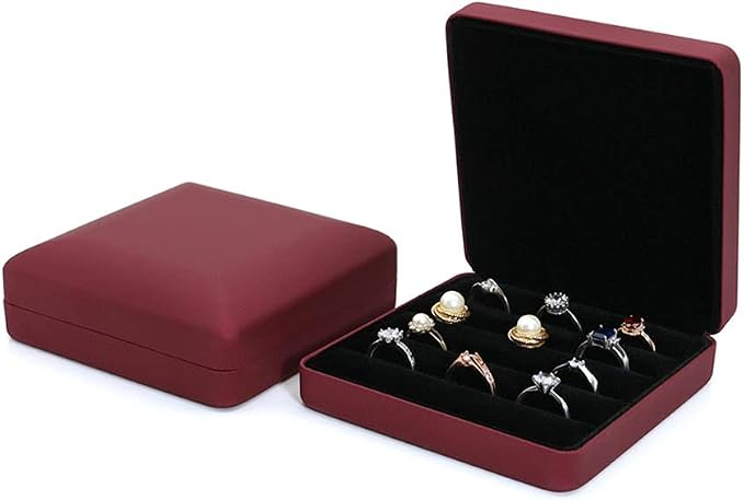 Small Ring Organizer Box, Portable Rings Jewelry Holder Case, Modern Ring Storage Tray Fit for Women,Girl for Travel (red) - Image 2