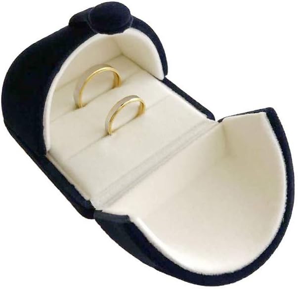 Blue Velvet Jewelry Box for Double Ring Gift Packaging Premium Grade for Wedding Band Engagement Ring (Jewelry is not included) - Image 6