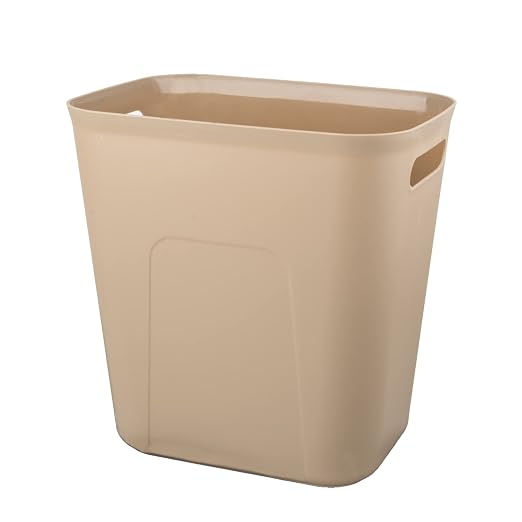 UUJOLY Plastic Small Trash Can Wastebasket, Garbage Container Basket for Bathrooms, Laundry Room, Kitchens, Offices, Kids Rooms, Dorms, 3.5 Gallon, Khaki by UUJOLY
