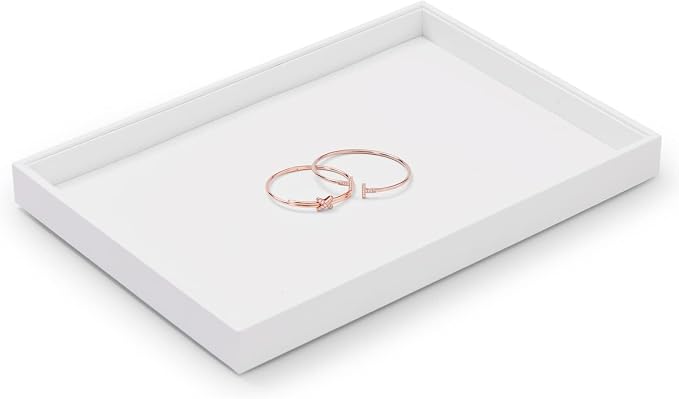 Oirlv Premium White Leather Stackable Jewelry Tray Flat Jewelry Organizer Tray for Jewelry Accessory Trade showcase - Image 3