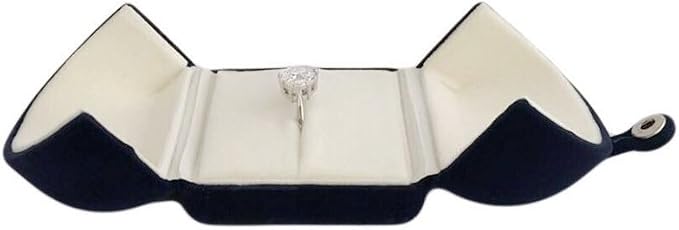 Elegant Blue Velvet Ring Box for Engagement Wedding Birthday Anniversary Valentine's Day Present Gift Luxurious Jewelry Case Storage Display Packaging Shows (Jewelry is not included) - Image 3