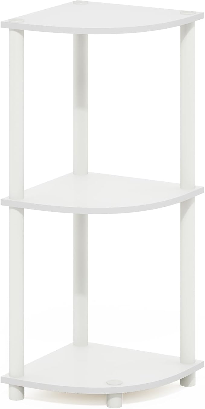 Furinno Turn-N-Tube Corner Shelf, 3-Tier Corner Bookshelf, Display Storage Shelves with Open Shelves, for Organization and Storage, Living Room, Home Office, Garage, White - Image 5