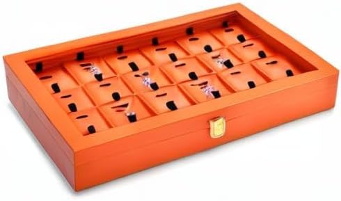 Oirlv Premium Leather Jewelry Tray with 24 Grid Removable Jewelry Cards Necklace Organizer Box with Transparent Acrylic Lid Necklace Pendant Display Case - Image 8