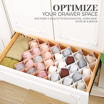 ROUFA Sock Drawer Organizer for Dresser, Honeycomb Underwear Dividers for Women, Panty Separator for Belts, Ties, Small Clothing(12pcs of Pink + 12pcs of White) - Image 3