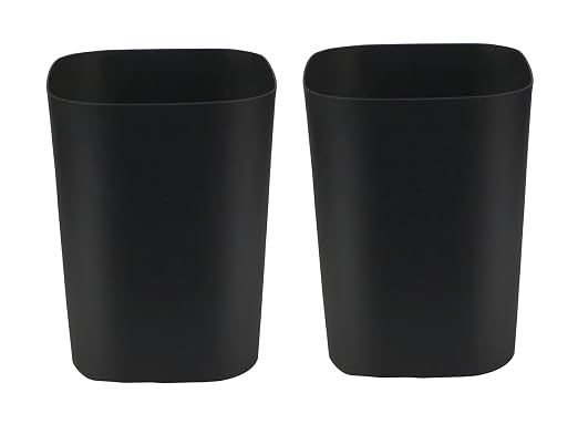 Besli 2 Gallon Small Trash Can Garbage Can Wastebasket for Bathroom Bedroom Kitchen Office (Black, 2 Pack) by Besli