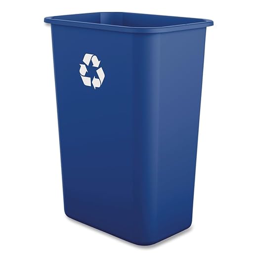 Boardwalk Recycling Bin, 10 Gallon Tall Trash Can, Blue Plastic, Indoor, Easy-to-Clean, 20.5" High, Great for Office Or Kitchen Use, Made in The USA by Boardwalk