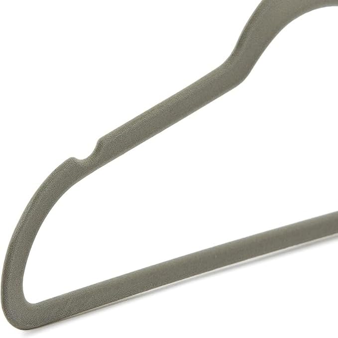 Amazon Basics Slim Velvet Non-Slip Space Saving Suit Clothes Hangers for Closet Organization, Gray/Silver, 100-Pack - Image 4