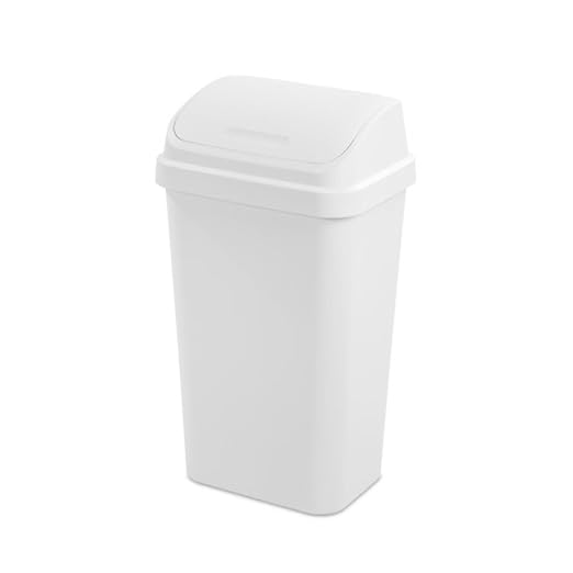 Sterilite 16 Pack Kitchen Garbage Trash Can with Plastic Swing Top, 13 Gal, White by Sterilite