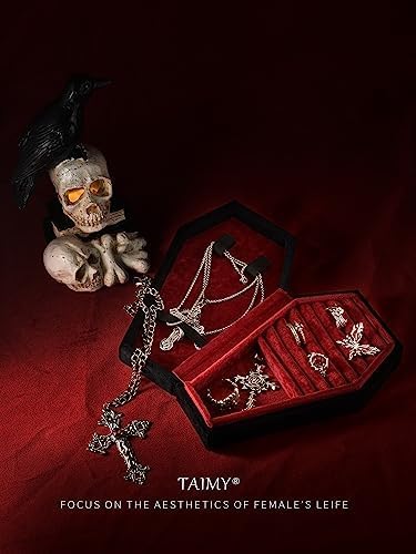 TAIMY Coffin Jewelry Box, Mini Coffin Shaped Gothic Jewelry Case, Plush Velvet Small Jewelry Organizer for Earrings Rings Necklaces Bracelets - Image 3