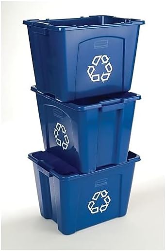 Rubbermaid Commercial Products Stackable Recycling Bin, 14 Gallon, Blue Storage Container, for Garage/Kitchen use for Boxes/Paper Recycle (Pack of 6) - Image 4
