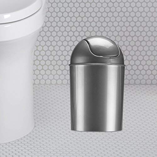 Umbra 1.25 Gallon Mini Waste Can with Removable Swing-Top Lid - Small Garbage Bin for Kitchen, Bathroom, Bedroom, Office - Compact Trash Can Fit Under Tables & Counters - Silver - Image 5