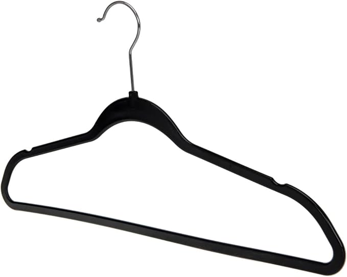 Quality Hangers 200 Pack Plastic Hangers for Clothes - Slim Non-Velvet Hangers with 360° Swivel Chrome Hook & Non Slip Notches - Ideal for Dresses Coats Shirts Jackets & More - Black - Image 5