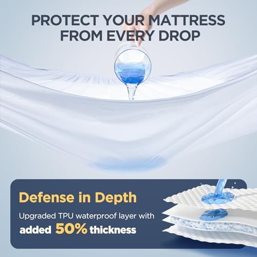 Premium Waterproof Cal King Mattress Protector Made from Silver-Infused Bamboo Rayon for Better Health, Odor-Free Hypoallergenic Cal King Mattress Cover