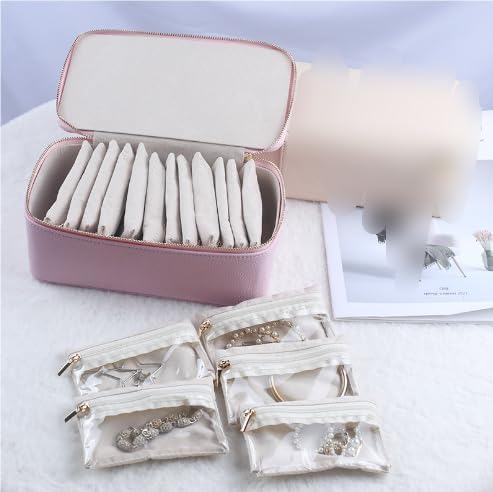 NCONCO Travel Jewelry Box, Portable PU Leather Travel Jewelry Organizer with 12pcs Velvet Bags Compact & Lightweight Travel Jewelry Case for Necklaces Rings Earrings Sorting Storage - Image 7