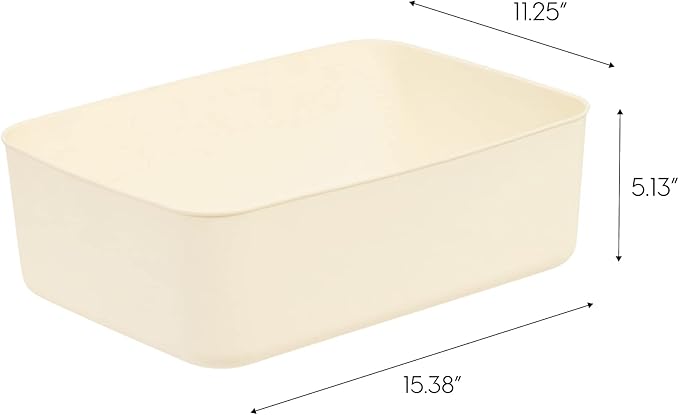 IRIS USA 15 Qt. Plastic Basket Storage Bins with Lids, Medium, 4-Pack, Stackable Lidded Storage Organizer Bins for Kitchen, Bathroom and Bedroom, Off White