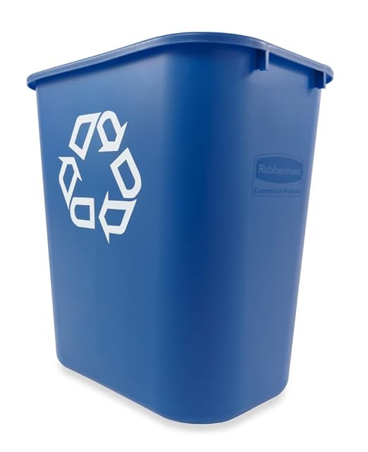 Rubbermaid Commercial Products Deskside Recycling Can, 7-Gallon/28-Quart, Blue Recycling Symbol, Plastic, for Bedroom/Bathroom/Office/Under Desk/Sink, Pack of 4 - Image 7