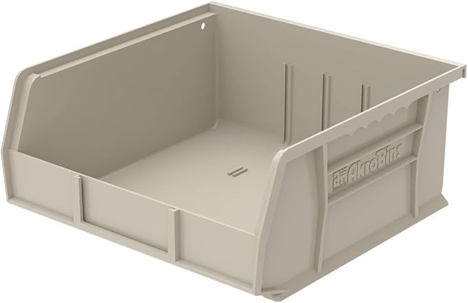 Akro-Mils 30235 AkroBins Plastic Storage Bins, Space-Saving Stackable Bins for Garage, Pantry, Craft Organization, 11" x 11" x 5", Stone, 6-Pack - Image 11