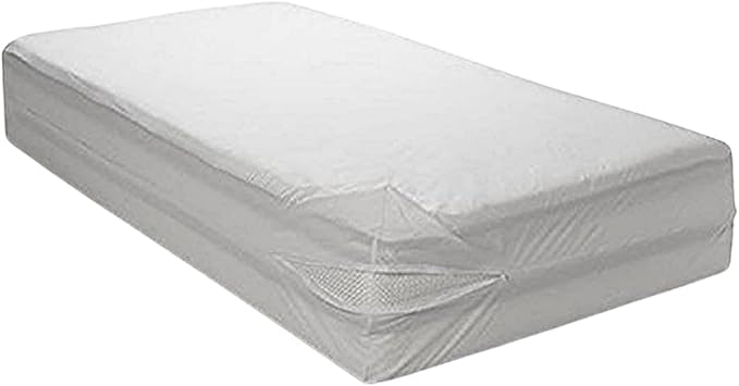 King Size Vinyl Mattress Protector Zippered Encasement Cover 100% Waterproof Prevent Stains and Spills (King)