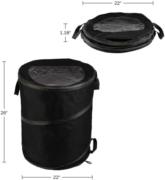 Collapsible Trash Can - 46-Gallon Garbage Can Outdoor Bin with 3 Stakes for RV, Camping, Storage, Recycling, or Yard Waste by Wakeman Outdoors (Black) - Image 3