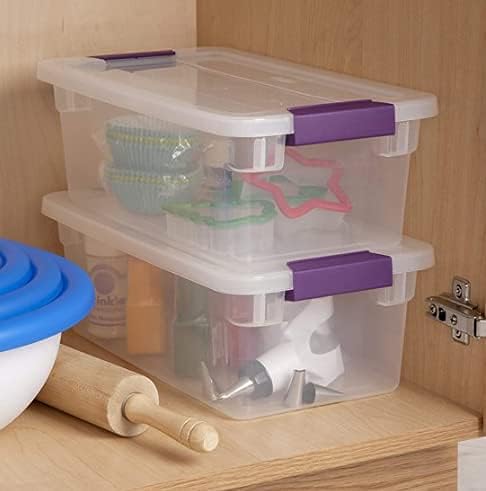 Sterilite 6 Quart ClearView LatchTM with Sweet Plum Handles, Pack Of 2 Containers - Image 3
