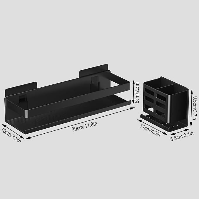 Shower Caddy 2 Pack - Bathroom Shower Shelf Rust-Proof Aluminum Adhesive Installation No Drilling Required, Suitable for Bathroom Storage and Home Decoration - Image 2